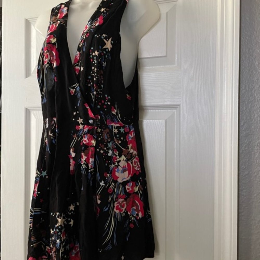 Free People Floral & Star Sleeveless Wrap Tunic Top NWT